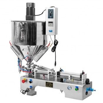 Máquina semiautomática de llenado de mermelada y crema con sistema de llenado de calefacción por medio de embudo de mezcla