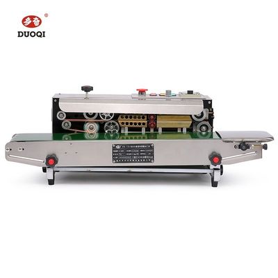 Máquina de sellado térmico de acero inoxidable DUOQI FR-770SS con accionamiento eléctrico para películas de embalaje