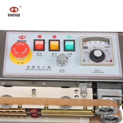 Máquina de sellado térmico de acero inoxidable DUOQI FR-770SS con accionamiento eléctrico para películas de embalaje
